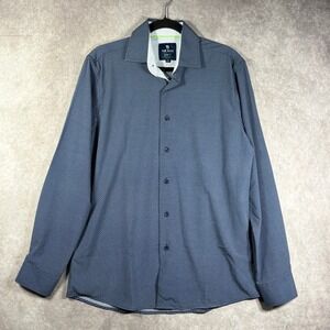 Tom Baine Dress Shirt Mens Medium 15-15.5 Blue Performance Slim Fit‎ Button Up